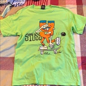 stussy green t shirt size medium